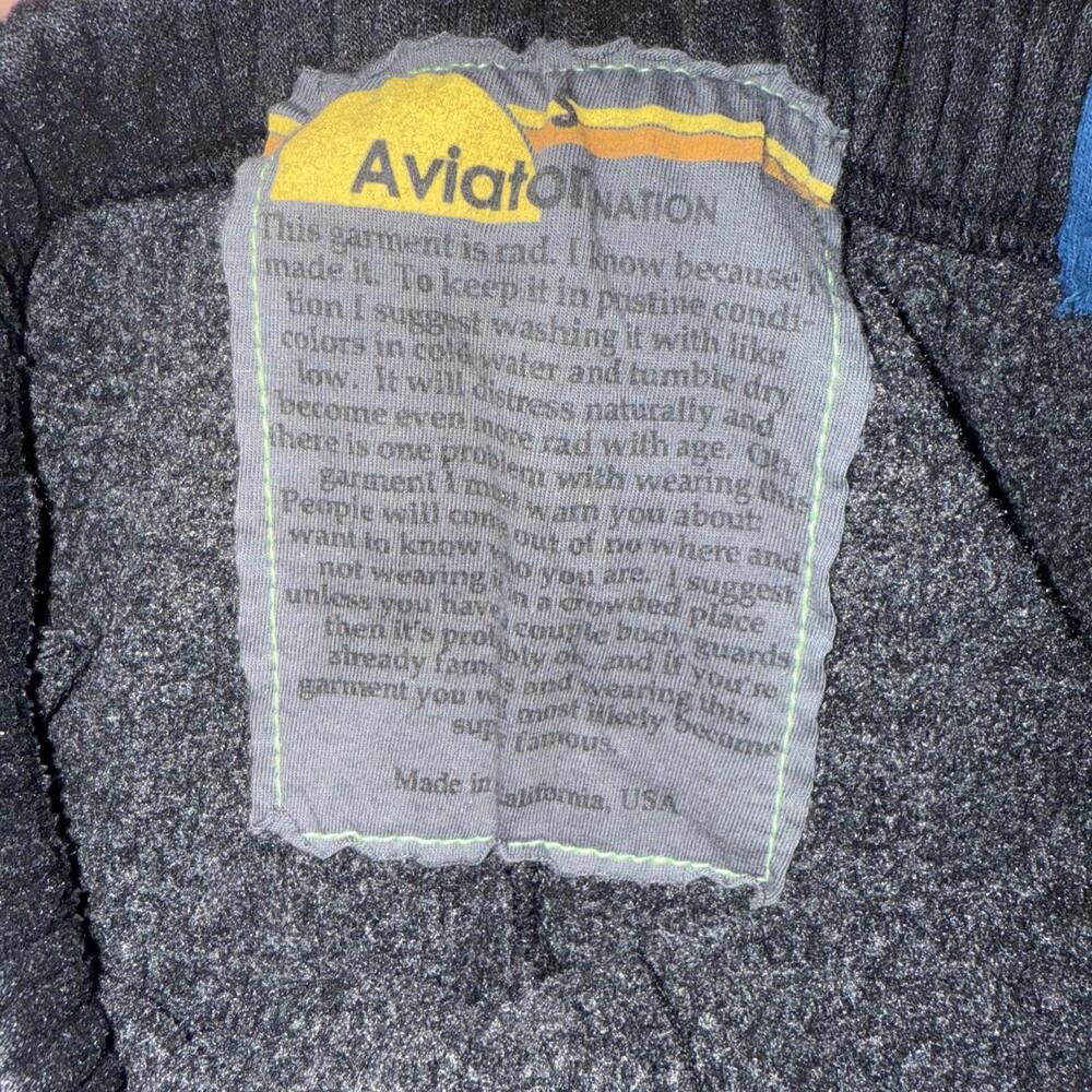 Aviator Nation Sweatpants Womens Small Black Rainbow 5-Stripe Fleece Jogger - Picture 5 of 9